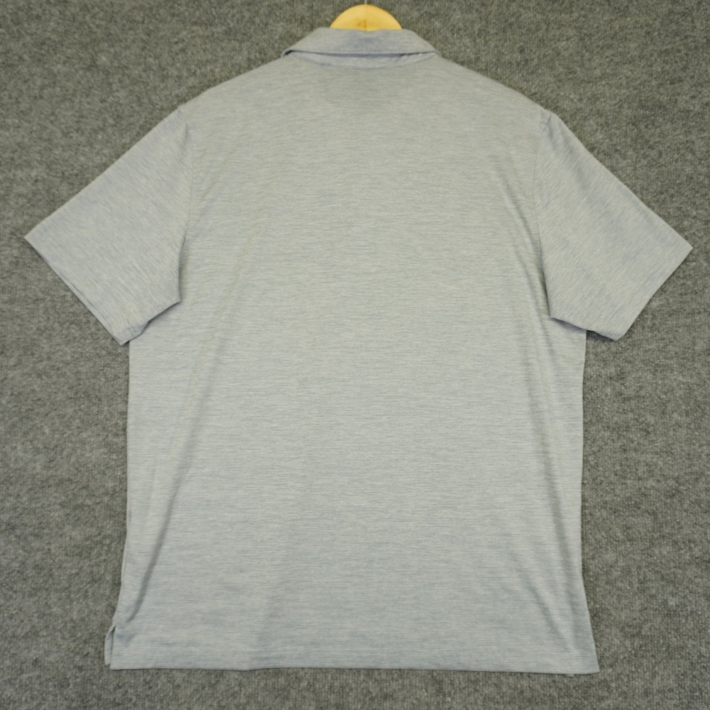 Vineyard Vines Polo Shirt Mens Large Blue Striped Performance Short Sleeve - Picture 9 of 10